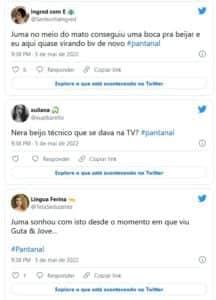 Web ficou em polvorosa com o primeiro beijo de Juma (Alanis Guillen) e Jove (Jesuita Barbosa) em Pantanal (Foto: Reprodução / Globo) Web ficou em polvorosa com o primeiro beijo de Juma (Alanis Guillen) e Jove (Jesuita Barbosa) em Pantanal (Foto: Reprodução / Globo)