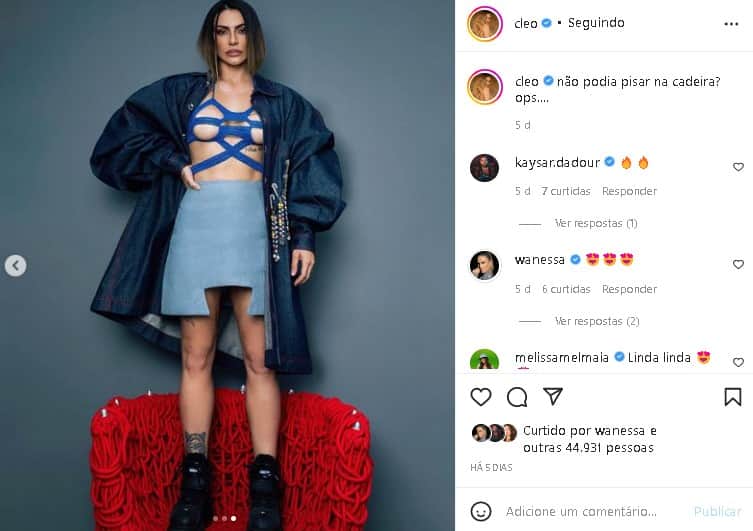Cleo voltou a surpreender com um clique ousado (Foto: Reprodução) Cleo voltou a surpreender com um clique ousado (Foto: Reprodução)
