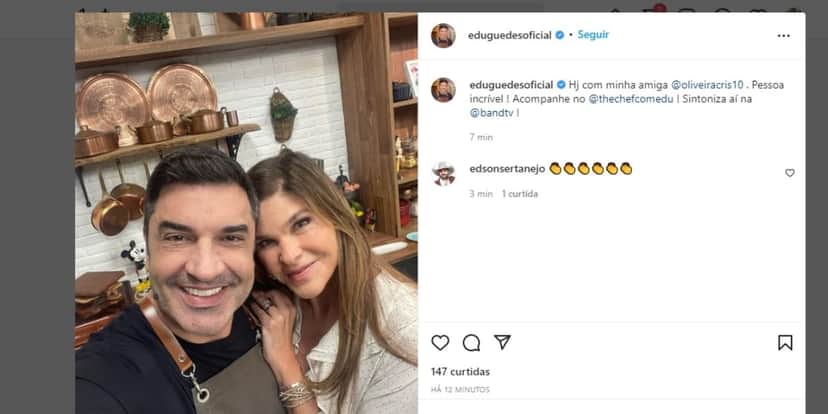 "Pessoa incrível", Edu Guedes expõe relação com Cristiana Oliveira e confirma: "Minha" "Pessoa incrível", Edu Guedes expõe relação com Cristiana Oliveira e confirma: "Minha"