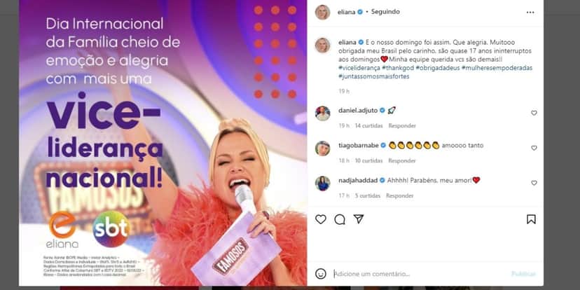 "São quase 17 anos", Eliana surge em comunicado após fim de programa no SBT e confirma: "Foi assim" "São quase 17 anos", Eliana surge em comunicado após fim de programa no SBT e confirma: "Foi assim"