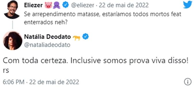 Eliezer faz reflexão e Natália veste carapuça Eliezer faz reflexão e Natália veste carapuça