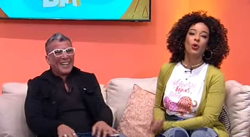 Eri Johnson e Alinne Prado em momento descontraído no Bom Dia Você Eri Johnson e Alinne Prado em momento descontraído no Bom Dia Você