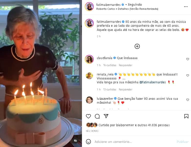 Fátima Bernardes decidiu se declarar para sua mãe (Foto: Reprodução/ Instagram) Fátima Bernardes decidiu se declarar para sua mãe (Foto: Reprodução/ Instagram)