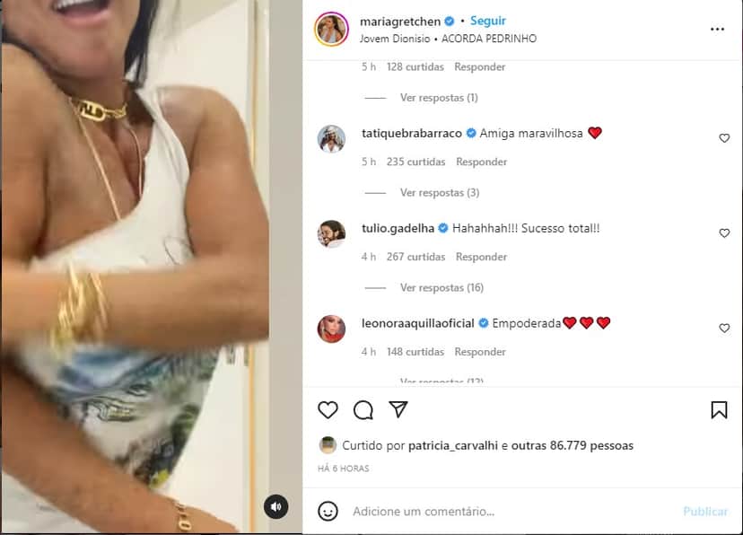 Gretchen escandaliza e mostra seios peludos - Foto: Reprodução Gretchen escandaliza e mostra seios peludos - Foto: Reprodução