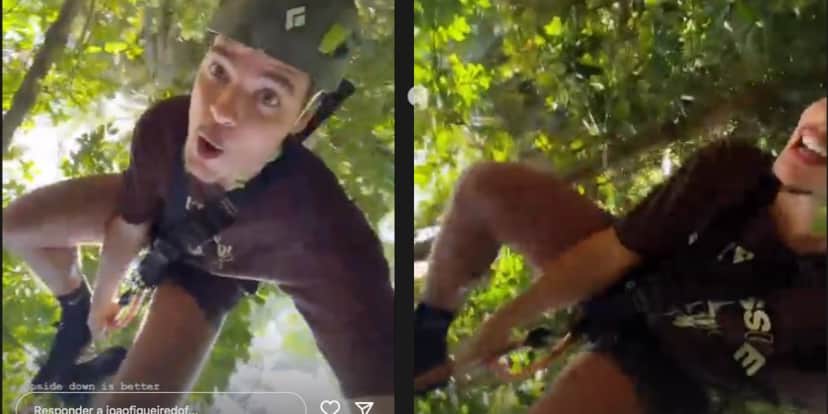João Figueiredo se aventurando em tirolesa - Foto: Reprodução João Figueiredo se aventurando em tirolesa - Foto: Reprodução