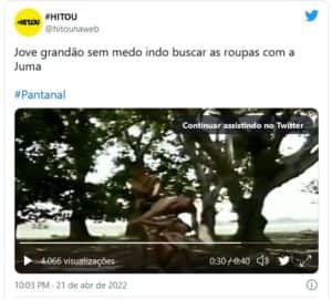Marcos Winter está sendo aclamado pelos internautas por causa do Jove na Pantanal antiga (Foto: Reprodução / Twitter) Marcos Winter está sendo aclamado pelos internautas por causa do Jove na Pantanal antiga (Foto: Reprodução / Twitter)