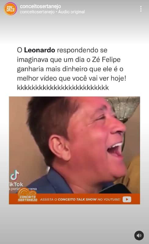 Leonardo falou de Zé Felipe (Foto: Reprodução) Leonardo falou de Zé Felipe (Foto: Reprodução)