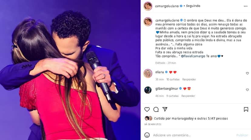 Luciano Camargo surgiu ao lado da esposa e confirmou desfecho com declaração (Foto: Reprodução) Luciano Camargo surgiu ao lado da esposa e confirmou desfecho com declaração (Foto: Reprodução)