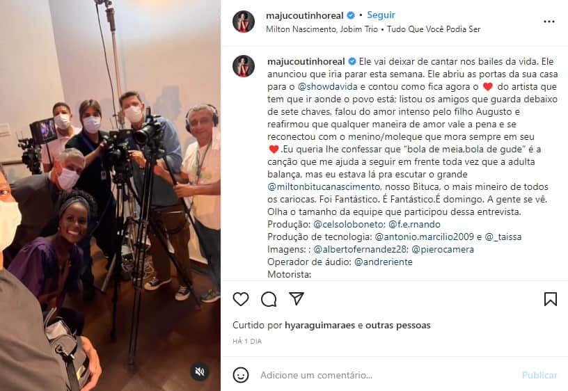 Maju Coutinho fala sobre a despedida de Milton Nascimento dos palcos (Foto: Reprodução) Maju Coutinho fala sobre a despedida de Milton Nascimento dos palcos (Foto: Reprodução)