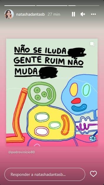 Stories da esposa de William Bonner - Foto: Reprodução Stories da esposa de William Bonner - Foto: Reprodução