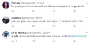Internautas shipparam Tadeu e Guta em Pantanal (Foto: Reprodução / Twitter) Internautas shipparam Tadeu e Guta em Pantanal (Foto: Reprodução / Twitter)
