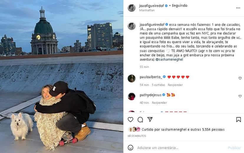 João Figueiredo se derreteu por Sasha Meneghel (Foto: Reprodução/ Instagram) João Figueiredo se derreteu por Sasha Meneghel (Foto: Reprodução/ Instagram)