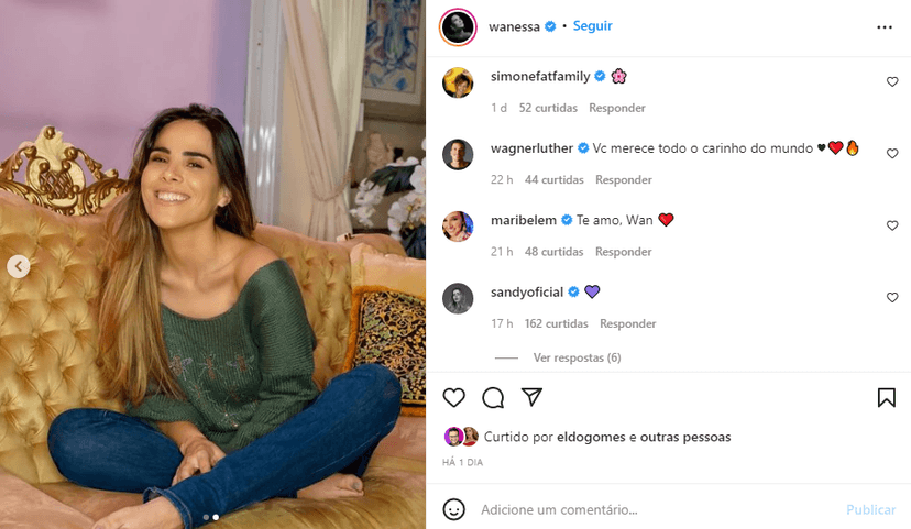 Wanessa apareceu sorridente em foto (Foto: instagram) Wanessa apareceu sorridente em foto (Foto: instagram)