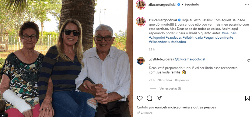 Zilu ao lado dos pais (Foto: Instagram) Zilu ao lado dos pais (Foto: Instagram)