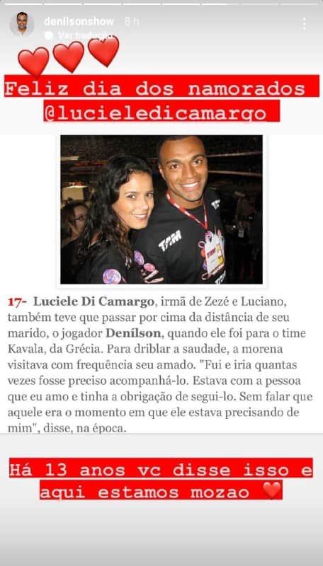 Denílson decidiu se declarar publicamente para Luciele (Foto: Reprodução/ Instagram) Denílson decidiu se declarar publicamente para Luciele (Foto: Reprodução/ Instagram)