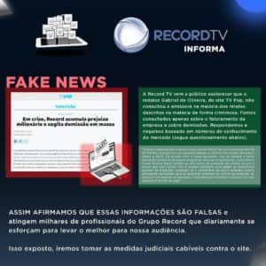 Record TV se manifesta no Twitter Record TV se manifesta no Twitter