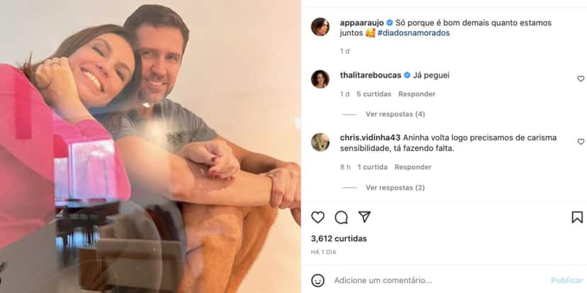 De acordo com Ana Paula Araújo, estar com Pedro Corrêa é demais De acordo com Ana Paula Araújo, estar com Pedro Corrêa é demais