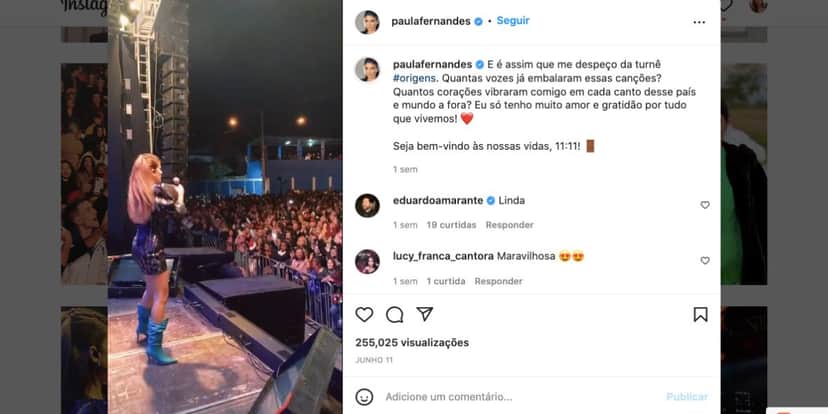 Paula Fernandes faz anúncio de fim Paula Fernandes faz anúncio de fim