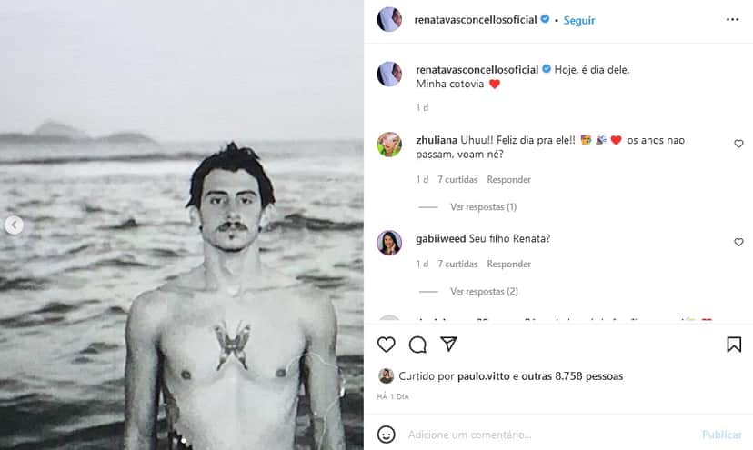 Publicação de Renata Vasconcellos com foto do seu filho (Imagem: Reprodução) Publicação de Renata Vasconcellos com foto do seu filho (Imagem: Reprodução)