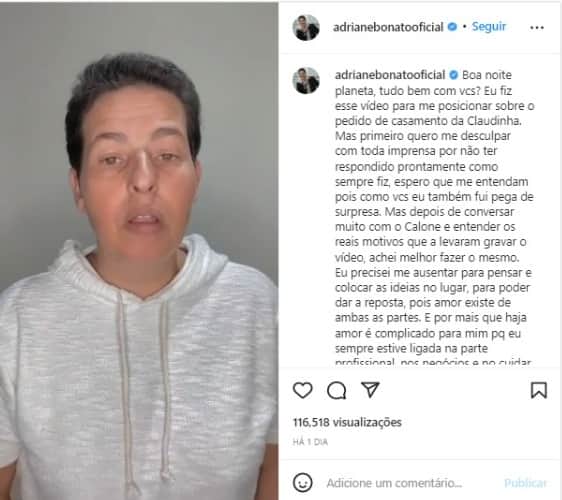 Adriane Bonato relata noite de amor com Claudia Rodrigues (Foto: Reprodução/Instagram) Adriane Bonato relata noite de amor com Claudia Rodrigues (Foto: Reprodução/Instagram)