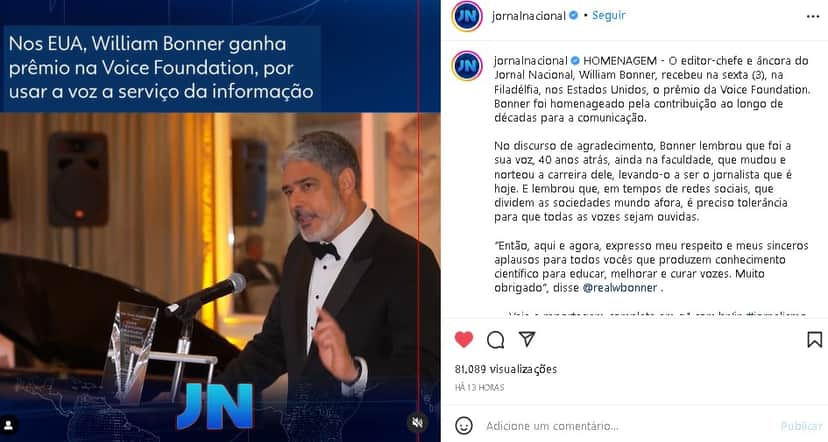 William Bonner ganhou o prestigiu de colegas como o de Carolina Ferraz (Foto: Reprodução) William Bonner ganhou o prestigiu de colegas como o de Carolina Ferraz (Foto: Reprodução)