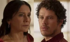 Filó (Dira Paes) dirá que José Leôncio (Marcos Palmeira) não é pai de Tadeu (José Loreto) em Pantanal (Foto: Reprodução / Globo) Filó (Dira Paes) dirá que José Leôncio (Marcos Palmeira) não é pai de Tadeu (José Loreto) em Pantanal (Foto: Reprodução / Globo)