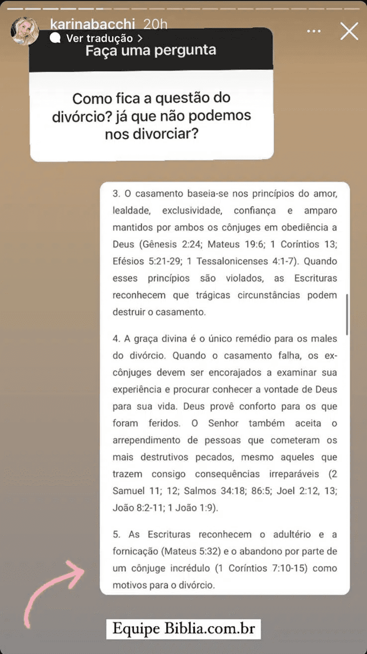 Post de Karina Bacchi sobre o divórcio de Amaury Nunes (Foto: Reprodução/Instagram) Post de Karina Bacchi sobre o divórcio de Amaury Nunes (Foto: Reprodução/Instagram)