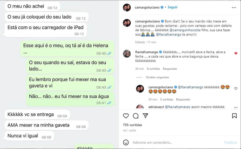 Luciano Camargo expõe o que fez com a esposa - Foto: Reprodução Luciano Camargo expõe o que fez com a esposa - Foto: Reprodução