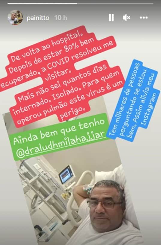Painitto, o pai de Anitta, publica em sua rede social que está internado novamente e faz declarações Painitto, o pai de Anitta, publica em sua rede social que está internado novamente e faz declarações