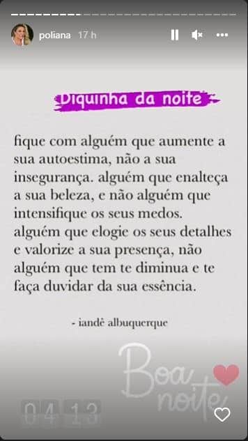 Poliana Rocha decidiu fazer um textão (Foto: Reprodução) Poliana Rocha decidiu fazer um textão (Foto: Reprodução)