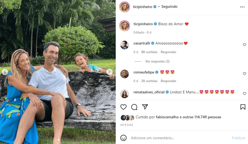 Post de Ticiane Pinheiro no Instagram (Foto: Reprodução) Post de Ticiane Pinheiro no Instagram (Foto: Reprodução)