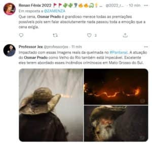 Público ovacionou atuação de Osmar Prado em Pantanal (Foto: Reprodução / Twitter) Público ovacionou atuação de Osmar Prado em Pantanal (Foto: Reprodução / Twitter)
