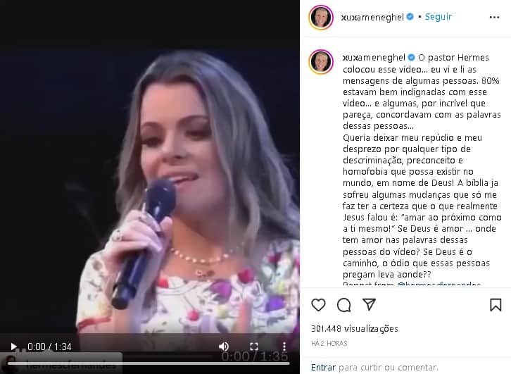 Xuxa Meneghel mostrou sua revolta com os dicursos de ódio (Foto: Reprodução/ Instagram) Xuxa Meneghel mostrou sua revolta com os dicursos de ódio (Foto: Reprodução/ Instagram)