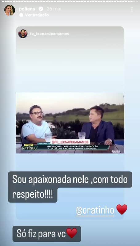 Esposa de Leonardo agradeceu o carinho de Ratinho (Foto: Reprodução/ Instagram) Esposa de Leonardo agradeceu o carinho de Ratinho (Foto: Reprodução/ Instagram)