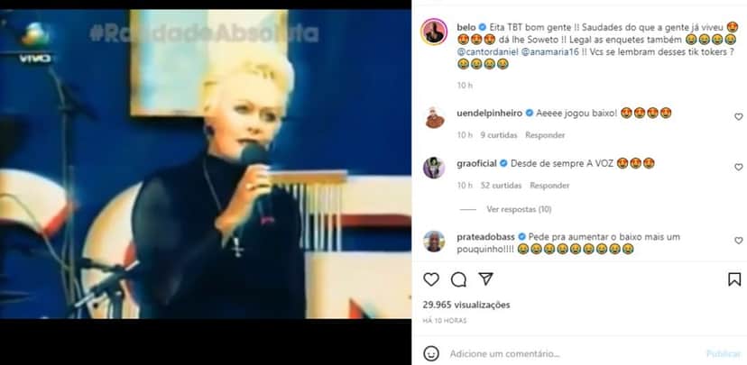 Ana Maria Braga apresenta Belo e o grupo Soweto, em vídeo compartilhado nas redes sociais Ana Maria Braga apresenta Belo e o grupo Soweto, em vídeo compartilhado nas redes sociais