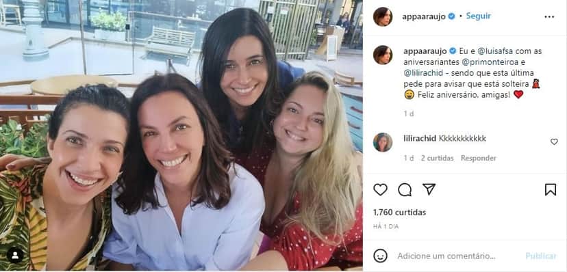 Ana Paula Araújo ao lado das amigas - Foto: Reprodução Ana Paula Araújo ao lado das amigas - Foto: Reprodução