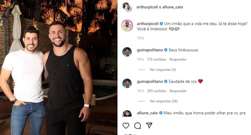Arthur Picoli posou com seu parceiro, Caio Afiune (Foto: Reprodução/ Instagram) Arthur Picoli posou com seu parceiro, Caio Afiune (Foto: Reprodução/ Instagram)