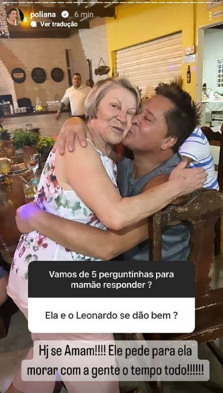 Leonardo e a mãe de Poliana Rocha (Foto: Reprodução/ Instagram) Leonardo e a mãe de Poliana Rocha (Foto: Reprodução/ Instagram)
