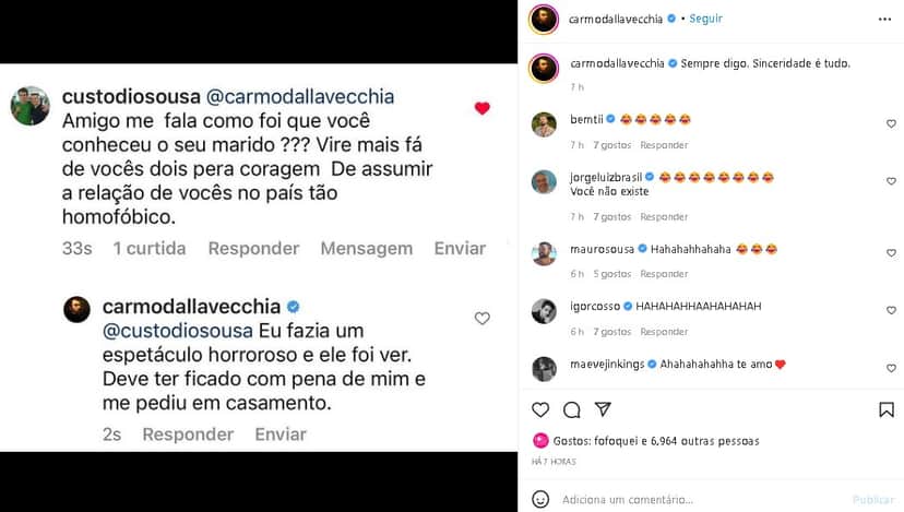 Carmo Dalla Vecchia decidiu falar sobre seu relacionamento com o autor de novelas (Foto: Reprodução/ Instagram) Carmo Dalla Vecchia decidiu falar sobre seu relacionamento com o autor de novelas (Foto: Reprodução/ Instagram)