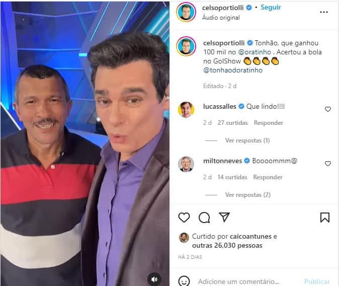 Celso Portiolli e Tonhão - Foto: Reprodução Celso Portiolli e Tonhão - Foto: Reprodução