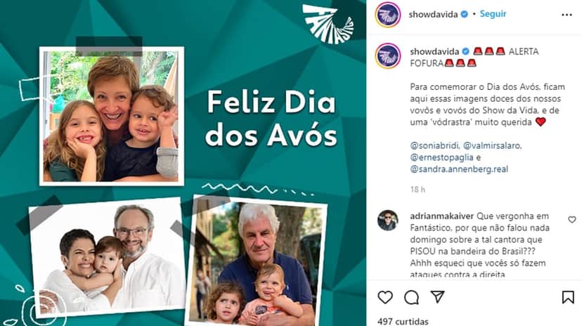 O perfil das redes sociais do Show da Vida, entrega jornalstas com seus netos no dia dos avós O perfil das redes sociais do Show da Vida, entrega jornalstas com seus netos no dia dos avós