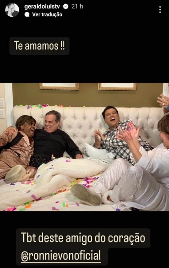 Geraldo Luís, na cama com rapazes e o veterano Ronnie Von Geraldo Luís, na cama com rapazes e o veterano Ronnie Von