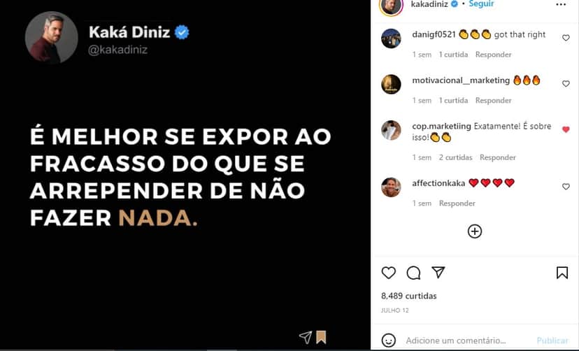 Kaká Diniz faz desabafo nas redes sociais - Foto: Reprodução Kaká Diniz faz desabafo nas redes sociais - Foto: Reprodução