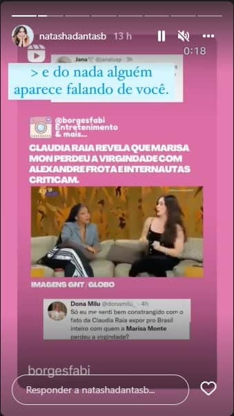 Natasha Dantas detona atitude de Claudia Raia - Foto: Reprodução Natasha Dantas detona atitude de Claudia Raia - Foto: Reprodução