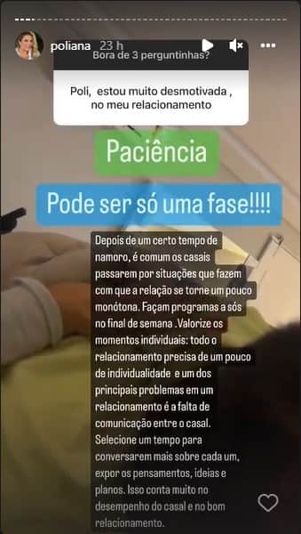 Poliana Rocha aconselha mulher sobre relacionamento difícil - Foto: Reprodução Poliana Rocha aconselha mulher sobre relacionamento difícil - Foto: Reprodução
