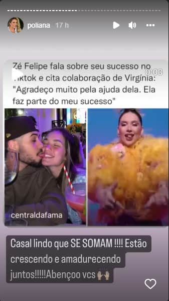 Poliana Rocha expõe relação de Virgínia Fonseca e Zé Felipe - Foto: Reprodução Poliana Rocha expõe relação de Virgínia Fonseca e Zé Felipe - Foto: Reprodução