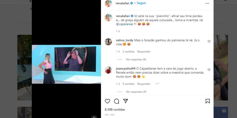 "Você quer falar?", Renata Fan bate-boca com comentarista do Jogo Aberto e ele sai do ar: "Aqui não" "Você quer falar?", Renata Fan bate-boca com comentarista do Jogo Aberto e ele sai do ar: "Aqui não"