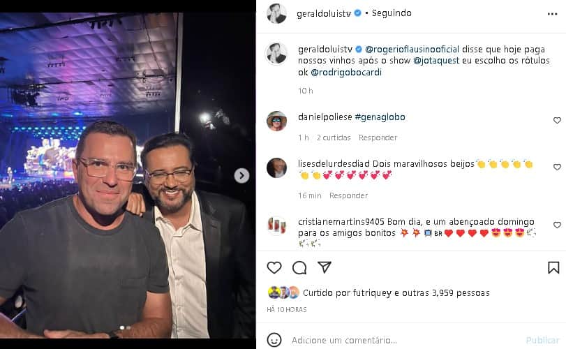 Geraldo Luís expôs momento com Rodrigo Bocardi (Foto: Reprodução/ Instagram) Geraldo Luís expôs momento com Rodrigo Bocardi (Foto: Reprodução/ Instagram)