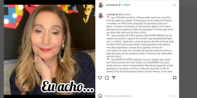 "Por isso que tem tanta gente implicando", Sonia Abrão expõe verdade de programa da Eliana: "Não precisava" "Por isso que tem tanta gente implicando", Sonia Abrão expõe verdade de programa da Eliana: "Não precisava"