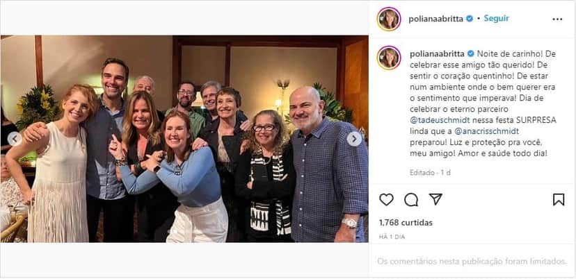 Poliana Abritta expõe o que esposa de Tadeu Schmidt fez - Foto: Reprodução Poliana Abritta expõe o que esposa de Tadeu Schmidt fez - Foto: Reprodução